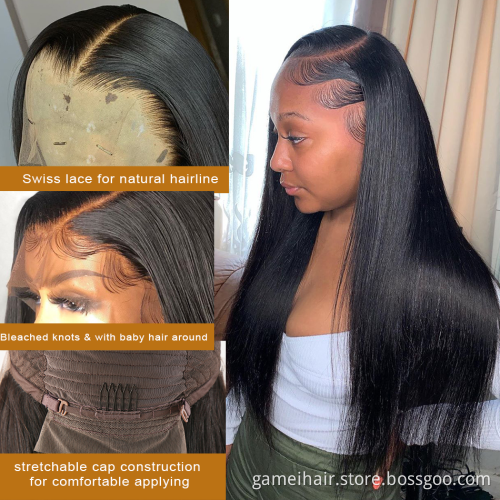 Cheap Natural Color  Peruca 360 Lace Frontal Straight Hair Wig For Black Women 100% Raw Brazilian Human Hair Lace Front Wig